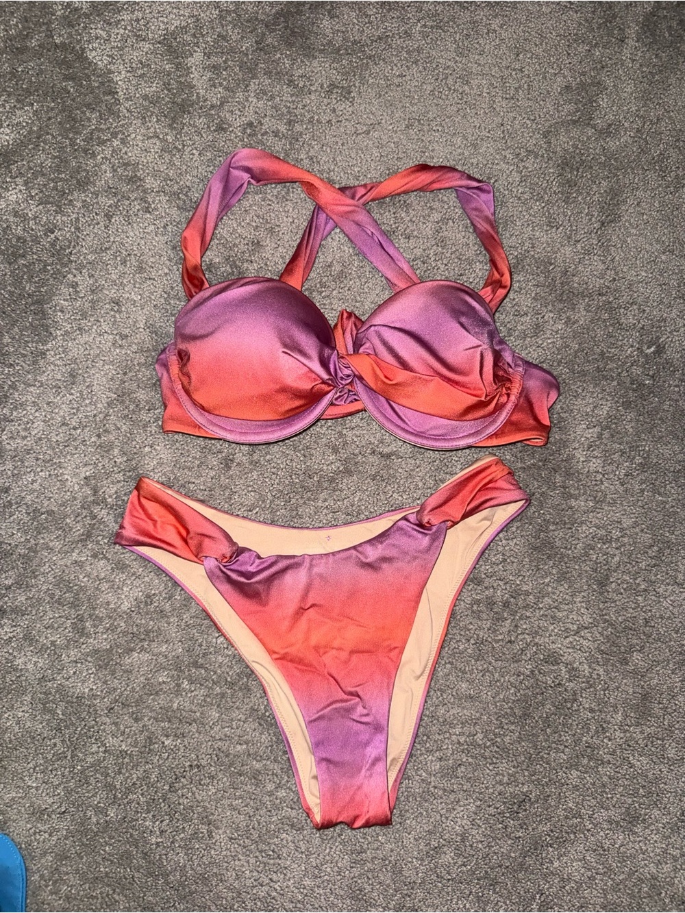 Purple-Orange Ombre Two-Piece Bikini Set